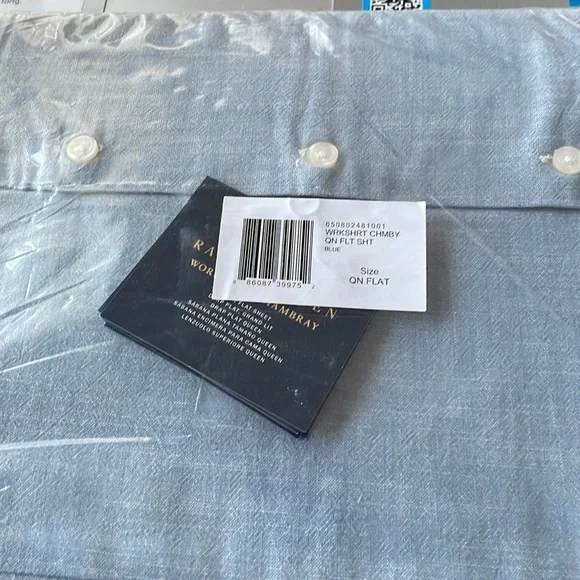 Ralph Lauren Workshirt Chambray Queen Flat Sheet NEW - Picture 4 of 4